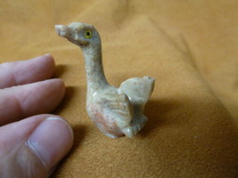 (Y-SWA-10) little tan gray SWAN bird carving SOAPSTONE gem stone figurin... - £6.86 GBP