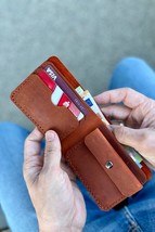 Personalized Customized Personalised Custom Leather Handmade Slim Mens Wallet - £33.63 GBP