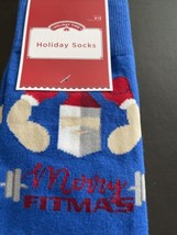 Mens Holiday Time Novelty &quot;Merry Fitmas&quot; Socks Fits Shoe Size 6-12 - $218.39 MXN