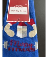 Mens Holiday Time Novelty &quot;Merry Fitmas&quot; Socks Fits Shoe Size 6-12 - £8.99 GBP