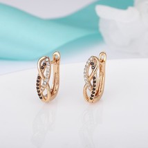 MAIKALE Classic Rose Gold Stud Earrings For Women White Black Cubic Zirconia Sim - £8.49 GBP