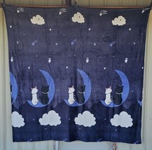 Cat Kitty Moon Shooting Star Cloud Night Sky Queen Blanket Throw - £28.96 GBP