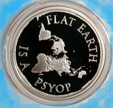 2019 Silver Shield 1 Oz .999 Silver Proof Flat Earth Psyop W/BOX+COA 579 Mintage - £117.16 GBP