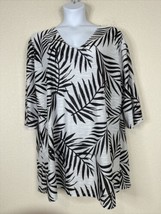 Portocruz Blouse Womens Plus Size 2X Semi-Sheer Leaves V-neck Tunic 3/4 ... - $14.39