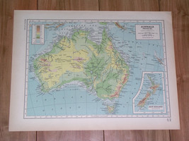 1943 Vintage Wwii Physical Map Of Australia Verso Map Of South America Andes - $25.43