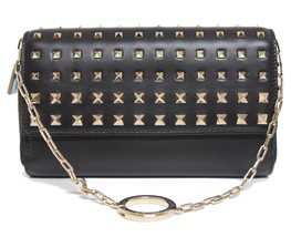 New Valentino Rockstud Black Wallet on Chain Degrade Leather Clutch Bag - $877.10