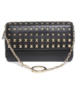 New Valentino Rockstud Black Wallet on Chain Degrade Leather Clutch Bag - $877.10