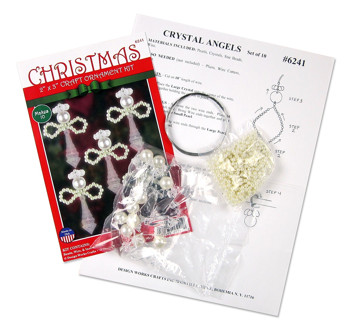 Design Works Beaded Ornament Kit 2&quot;X3&quot; Set of 10 Crystal Angels - $17.14