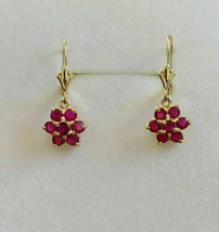 1.70Ct Round Cut CZ Ruby Women Stud Earrings In 14K Yellow Gold Silver Plated - £89.90 GBP