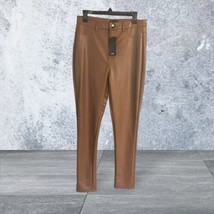 Shinestar Super High Waist Perfect Fit Vegan Leather Skinny Pants Tan Wo... - $21.00