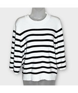 NEO NOIR white &amp; black stripe 3/4 wide sleeve sweater size medium classi... - €45,27 EUR