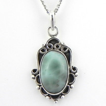 925 Argento Sterling Larimar Gemma Fatto a Mano Ciondolo Collana Donna PSV-1728 - £24.61 GBP+