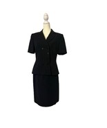 Tahari Navy Stripped Collared Button-Down 2 Pc. Skirt Suit Size 6 - £48.42 GBP