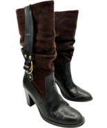 rampage women&#39;s mila mid-calf slouch boots brown leather 3.25 in heels s... - $16.61