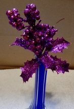 Picks Fake Flowers 8" Tall Celebrate It Decor Purple Glitter Flower Berries 259N - $7.49