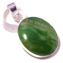 Green Agate Cabochon Gemstone 925 Silver Overlay Handmade Green Stone Pe... - $12.60 CAD