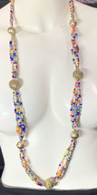 Long Beaded Multi-Color Single-Strand Necklace - £30.56 GBP