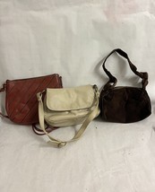 Lot of 3 Vintage 90s Unbranded Casual Shoulder Bag Purse Lot Red Tan Brown - $44.54