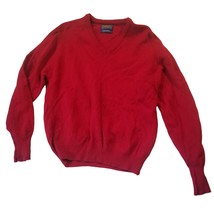 Pendleton Sweater Mens XL Knit Red Virgin Wool Lambswool V-neck Hoilday Warm - £15.71 GBP