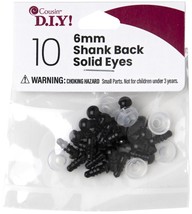 Shank Back Solid Eyes 6mm 10/Pkg-Black - $17.91
