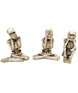 Hear No Speak No See No Evil Resin Skeleton Figurines 4" Decor 3 Pieces - $18.97