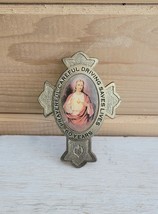 Clasped Crucifix Brooch Paper Clasp Prayerful Driving Saves Lives Jesus ... - $26.74