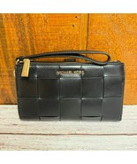 MICHAEL KORS Adele Woven Leather Wallet Wristlet - Black - $98.00