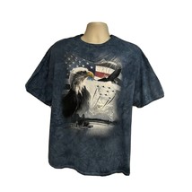 The Mountain Gray Tie Dye Patriotic Eagle US Flag Graphic T-Shirt Large Stretch - $24.74