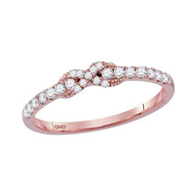 10kt Rose Gold Womens Round Diamond Infinity Knot Stackable Band Ring 1/4 Cttw - £238.64 GBP