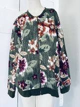 Alfred Dunner Womens Floral Quilted Bomber Jacket Coat Olive Green Size ... - $16.00