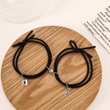 1 Pair Magnet Couple Bracelets for Lovers Lock Heart Magnetic Bracelet for Women - £11.97 GBP