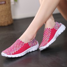 Women Shoes Summer Flats Breathe Female Sneaker Woven Walking Shoes Slip... - £20.52 GBP