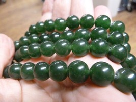 (v308-13-44) 44&quot; long dark Green jade gemstone beaded stone Necklace JEWELRY - £120.45 GBP