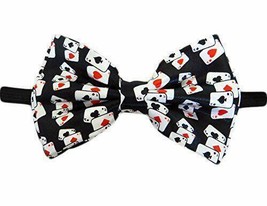 Mens Playing Cards Gambling Casino Bowtie - Black - One Size Bow Tie - £15.79 GBP