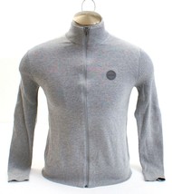 Michael Kors Heather Gray Zip Front Long Sleeve Cotton Sweater Men&#39;s Lar... - £115.24 GBP