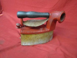 Antique 1800’s Charcoal Sad Iron With Wood Handle - £35.52 GBP