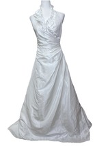 David’s Bridal Galina Wedding Dress Sz 8 Softwhite Gown Halter Open Back... - $151.80 CAD