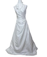 David’s Bridal Galina Wedding Dress Sz 8 Softwhite Gown Halter Open Back... - $152.59 CAD