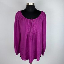 Black Rainn Top Womens Bohemian Purple Pleat Smock Tie Front M - £10.52 GBP