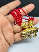 Vintage Placcato Oro Ciondolo Con Rubino Beeds Collana - $19.79