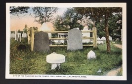 Site of  Pilgrims Watch Tower 1643 Burial Hill Plymouth Massachusetts PC WB - £5.47 GBP