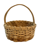 Vintage Hand Woven Round Basket with Handle - €12,13 EUR