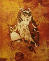 Vintage Lithographic Print On Canvas &quot;Screech Owl&quot; By Richard Hinger 1950&#39;s - £18.37 GBP