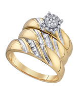 10K Yellow Gold Round Diamond His Hers Matching Wedding Bridal Ring Band... - £527.57 GBP