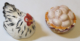 Chicken Egg Basket salt &amp; pepper shakers set kitchen dinner table decora... - £10.27 GBP