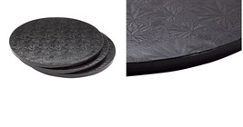 12 In Black Cake Drum Set, Round Cake Boards for Baking Desserts Display 3 Pack - £25.30 GBP