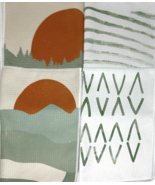 Abstract Boho Green Sunrise Sunset Mountain Dish Towels Dishcloth Set of 4 - $16.99