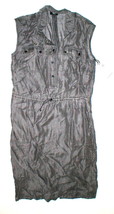 Womens NWT $298 Worth New York 10 Dress Gray Washed Down Denim Safari Dr... - $295.02
