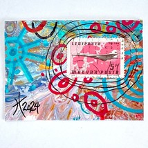 ACEO Original Mixed Media Art Concord Aircraft 1970s Hungary Postage Stamp ATC - £11.97 GBP