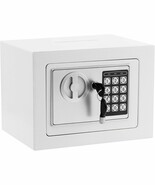 Safe Box Small Safe Box With Digital Keypad &amp; Keys 9.05 X 6.7 X 6.7, White - $42.99
